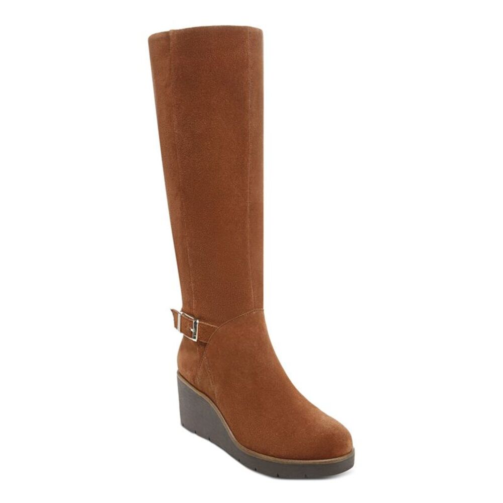 GIANI BERNINI Womens Brown Atlinaa Round Toe Wedge Leather Riding Boot 9 M